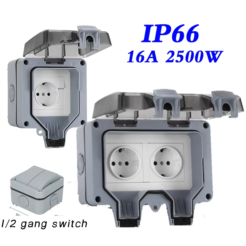 Outdoor Power Outlet Waterproof - EU KR Soket Tahan Air Dinding