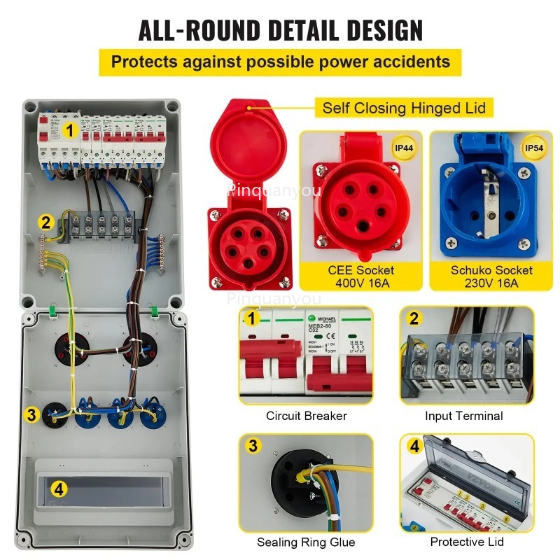 Soket 1x Soket Adaptor, Kotak  - Outdoor Power Distributors ulasan dan harga